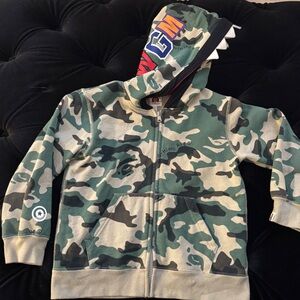 Bape Kids Camo Hoodie - Green and Beige